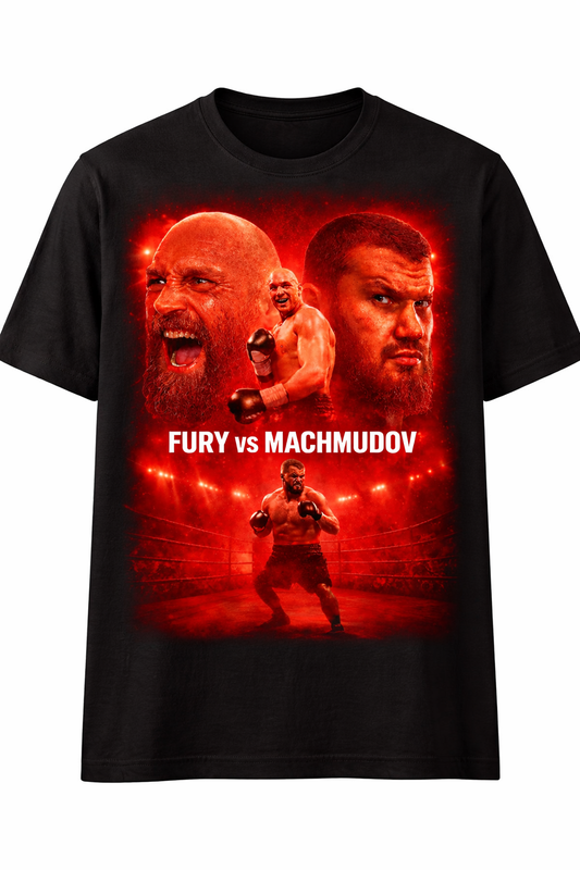 Fury vs Machmudov Fight T-Shirt – Ultimate Boxing Showdown Tee
